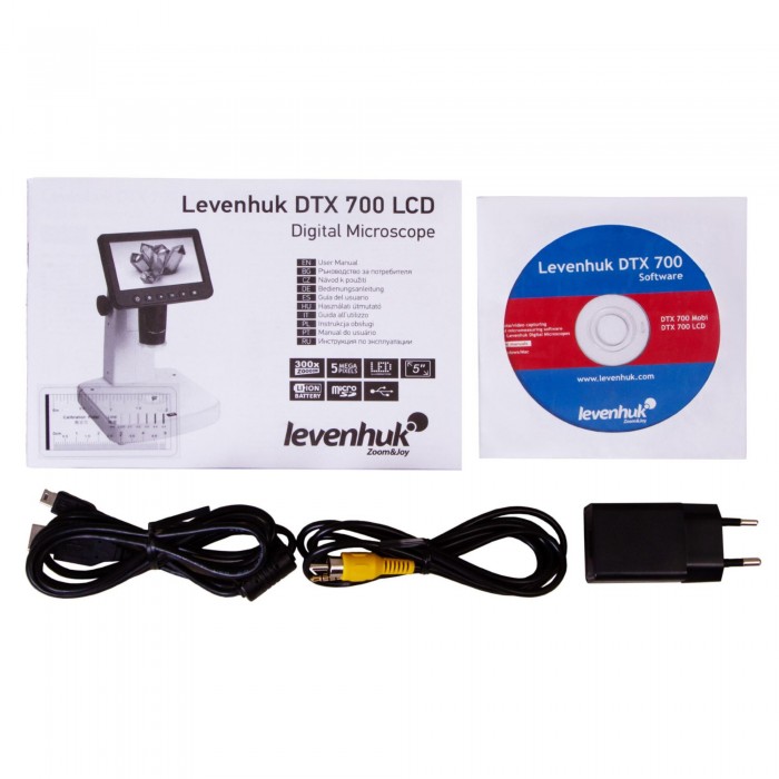 Skaitmeninis mikroskopas Levenhuk DTX 700 LCD 10-300x 5MP LED